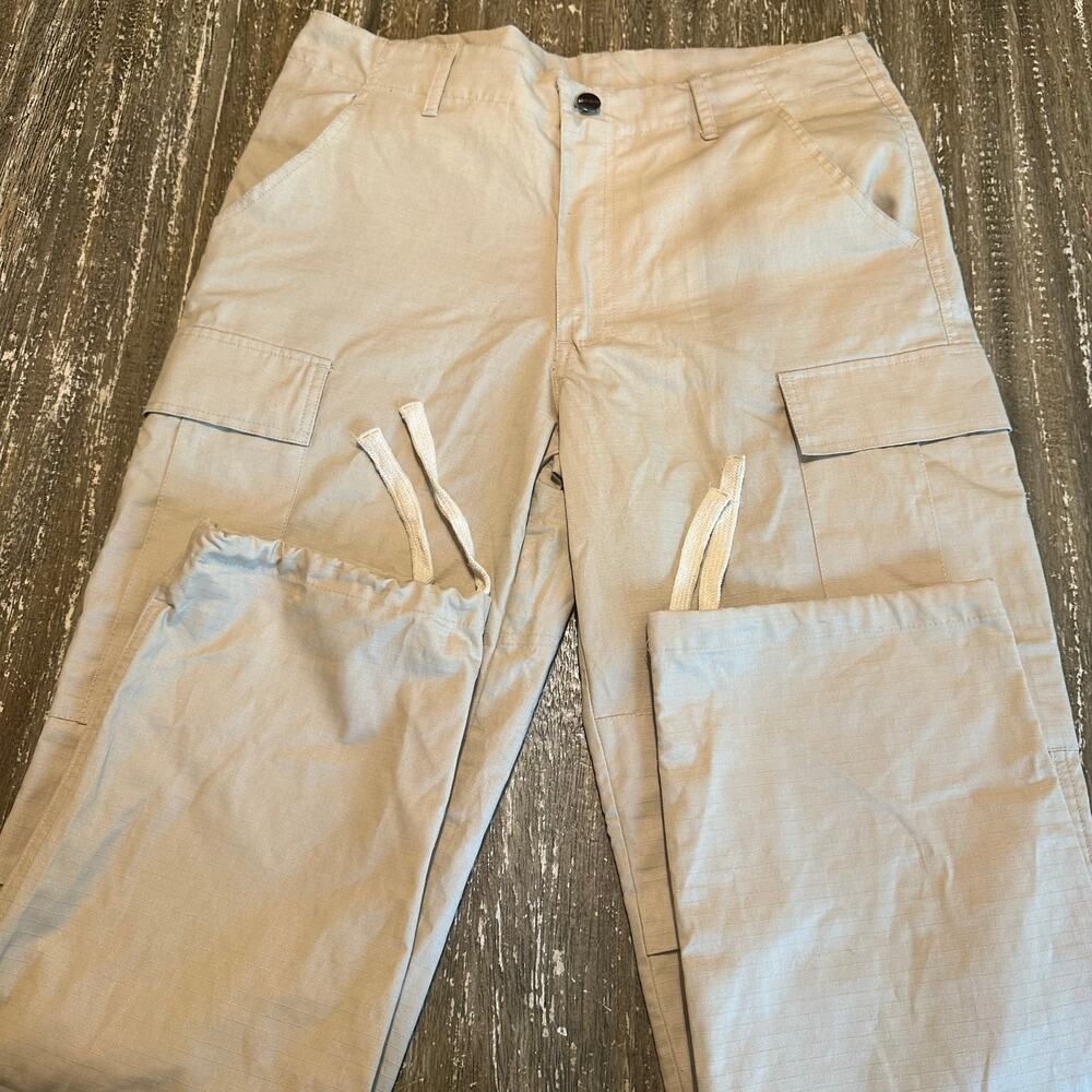 Carhartt WIP RipStop Cargo Trousers Pants Drawstring Hem Beige Mens Size M 32x29